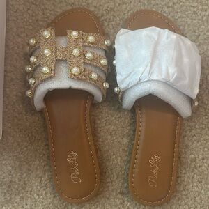 Pink lily sandals
